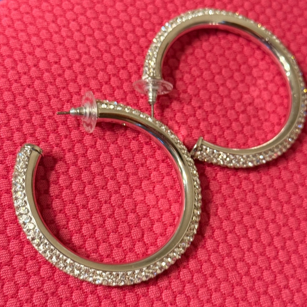 Elegant Silver Hoop Earrings - Picture 6 of 17